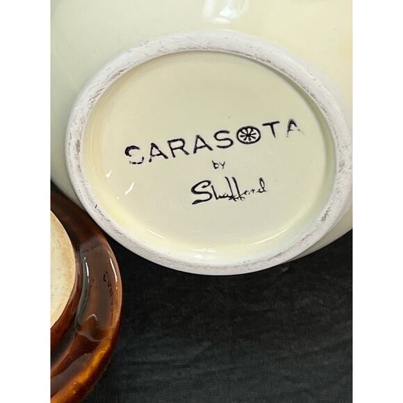 Vintage Sheffield Lidded Jar Sarasota Yellow Orange Floral Daisy Butterfly 70s - Picture 7 of 9